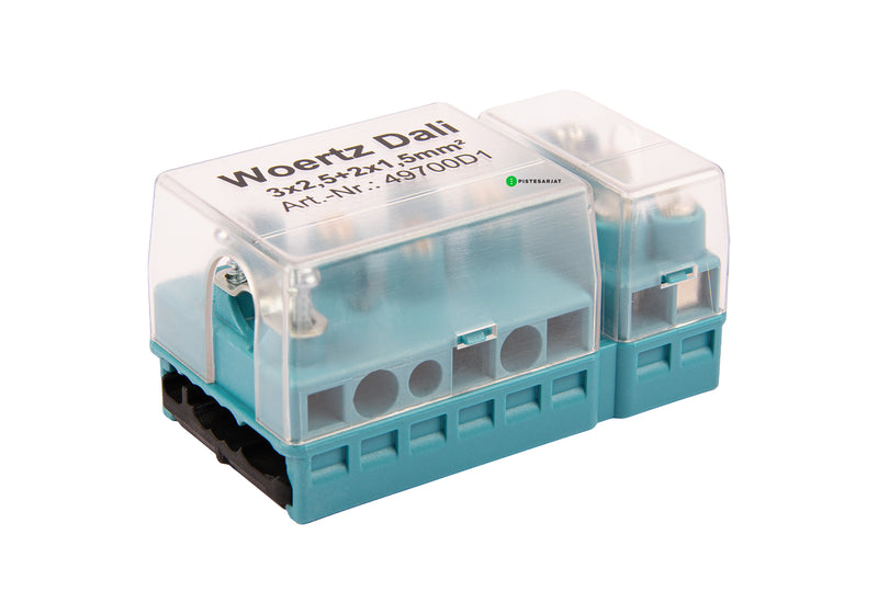 DALI-liitäntärasia 3-napainen + väyläliitäntä 3G2,5mm²+2x1,5mm² lattakaapelille