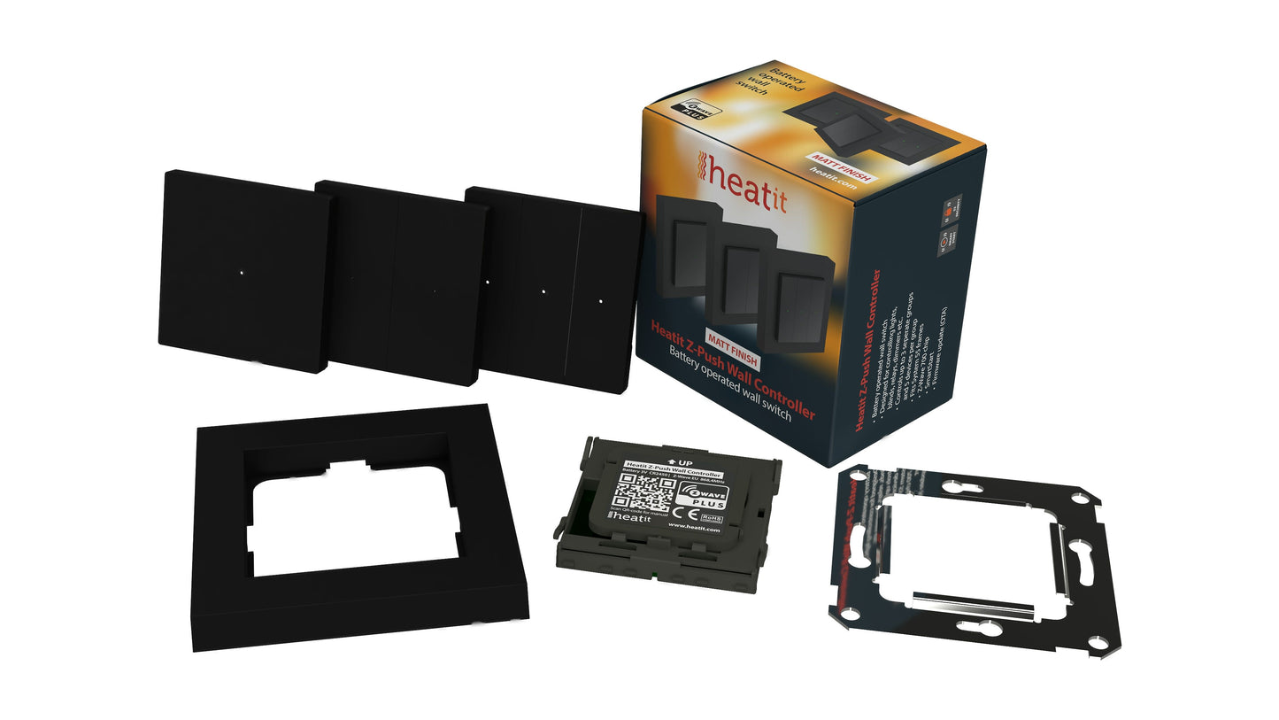 Painokytkin Z-Wave Heatit Z-Push Wall black Kuva - 7