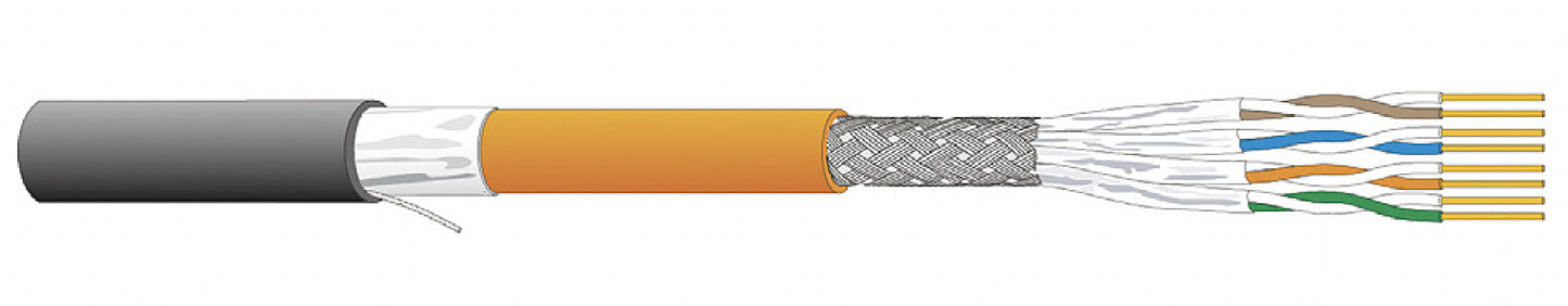 Tietoverkkokaapeli-Cat7a CU7702 Out Cca Cat.7a S/FTP 4Px0,62 Ulkoas. Cca