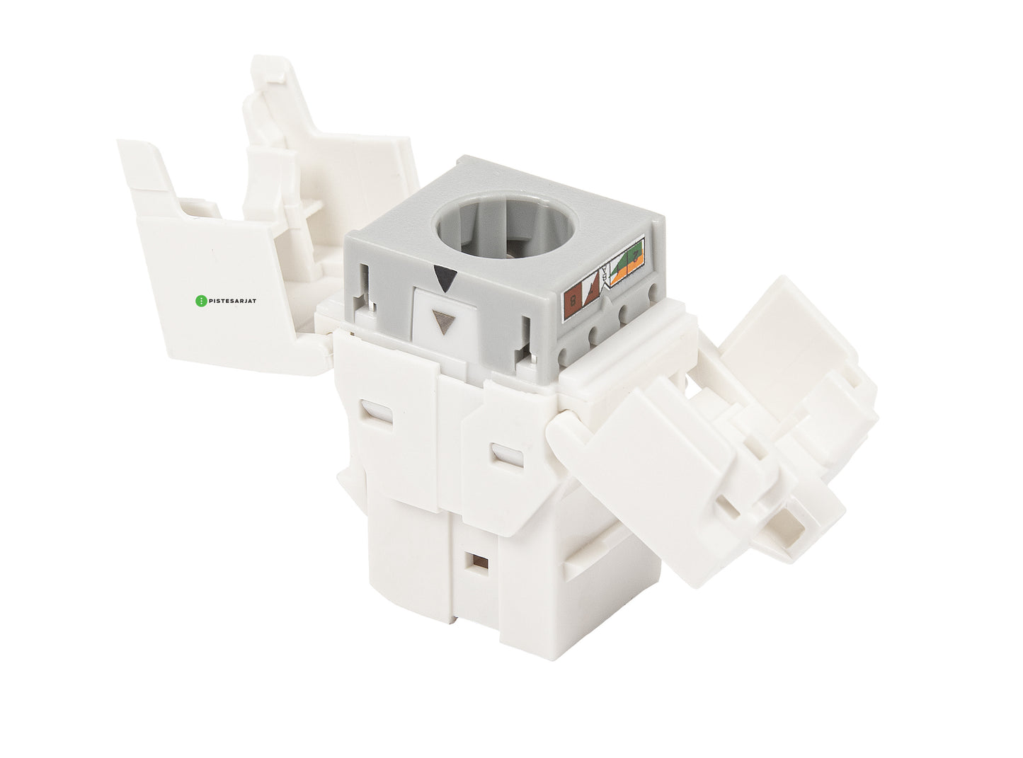 Liitin-Cat6 RJ45 UTP Keystone E-20080 Cat.6 UTP Työkaluton, valkoinen 12kpl/pkt