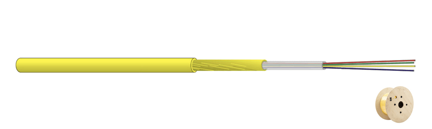 Valokuitukaapeli sisä 1010m (2,2mm) kela Dca 1x4 SM OS2 FTTH FRNC/LS0H Dca