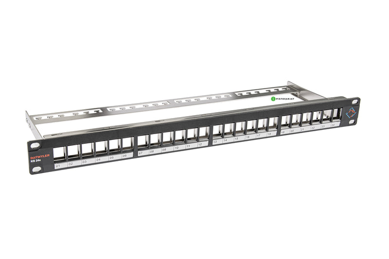 Paneeli-kupari FTP, ei liittimiä KS 24x 19" 1U musta Keystone
