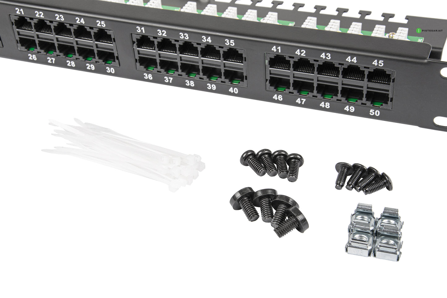 Paneeli-Kupari, puhelinpaneeli Puhelinpaneeli 50xRJ45 ISDN Cat.3 1U Kuva - 2