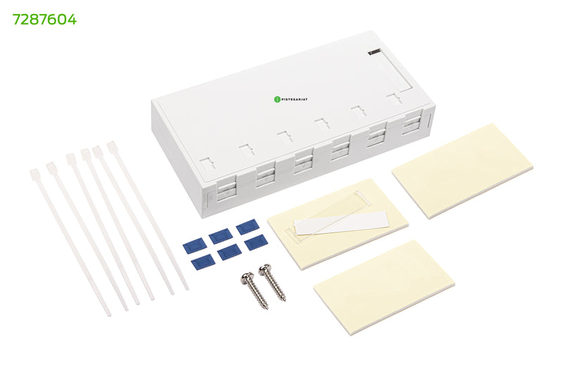 Pintarasia, 6xRJ45, Ei liit., pölys Surface mount box 6x Keystone