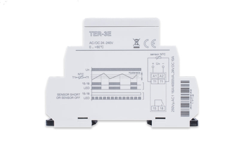 Lattiatermostaatti TER-3E DIN 16A 0-60ºC