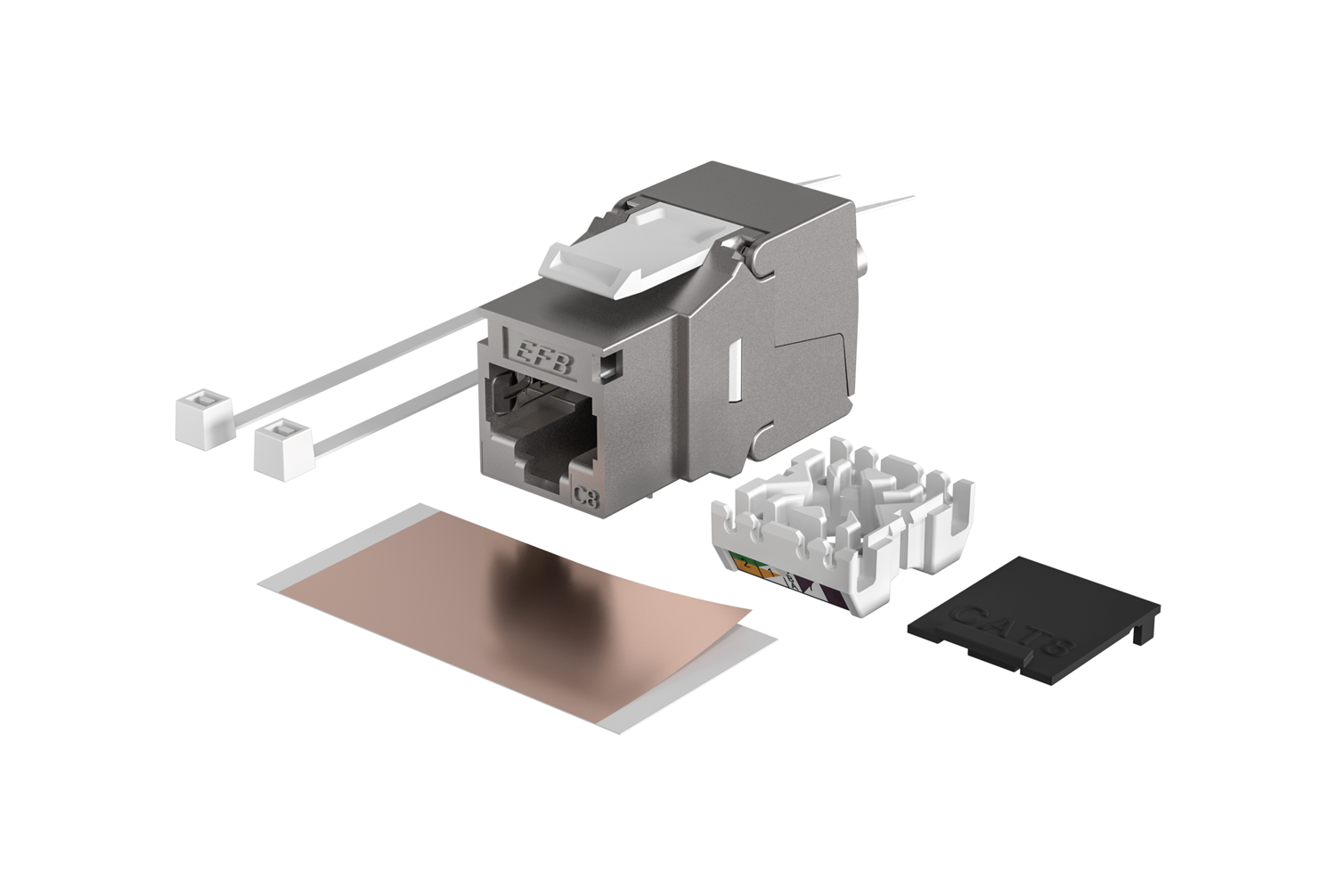 Liitin-Cat8 STP Keystone, työkaluton RJ45 Keystone STP, Cat.8, 40Gbit Kuva - 2