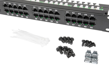 Paneeli-Kupari, puhelinpaneeli Puhelinpaneeli 50xRJ45 ISDN Cat.3 1U Kuva - 2