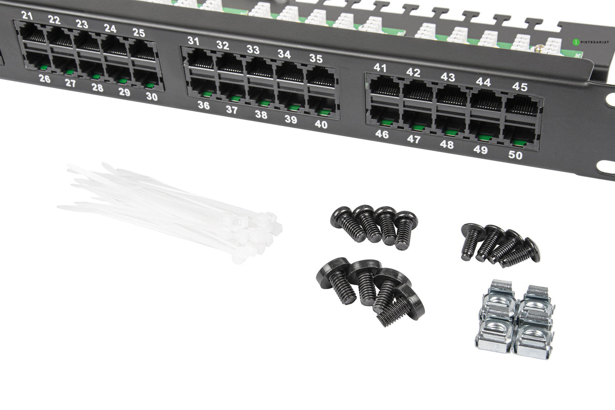 Paneeli-Kupari, puhelinpaneeli Puhelinpaneeli 50xRJ45 ISDN Cat.3 1U Kuva - 2