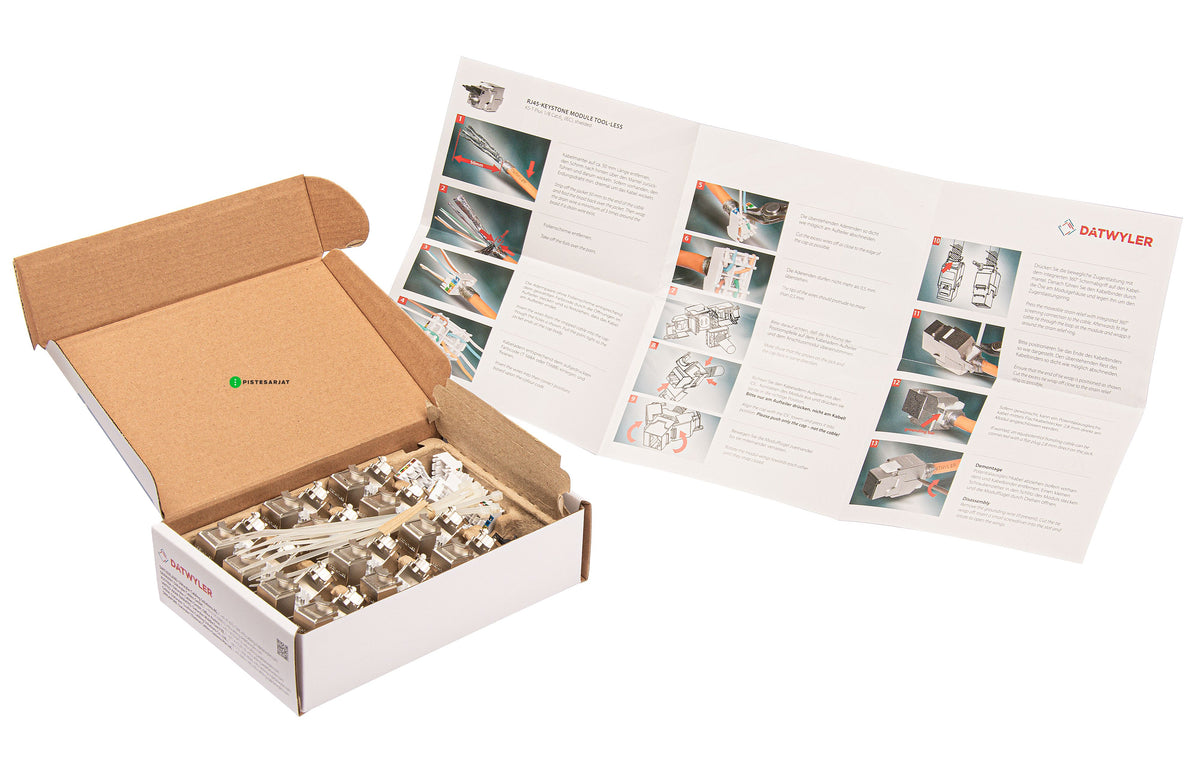 Liitin-CAT6a RJ45 STP Keystone KS-T Cat.6a/Ea STP työkaluton 12kpl/pkt Kuva - 6