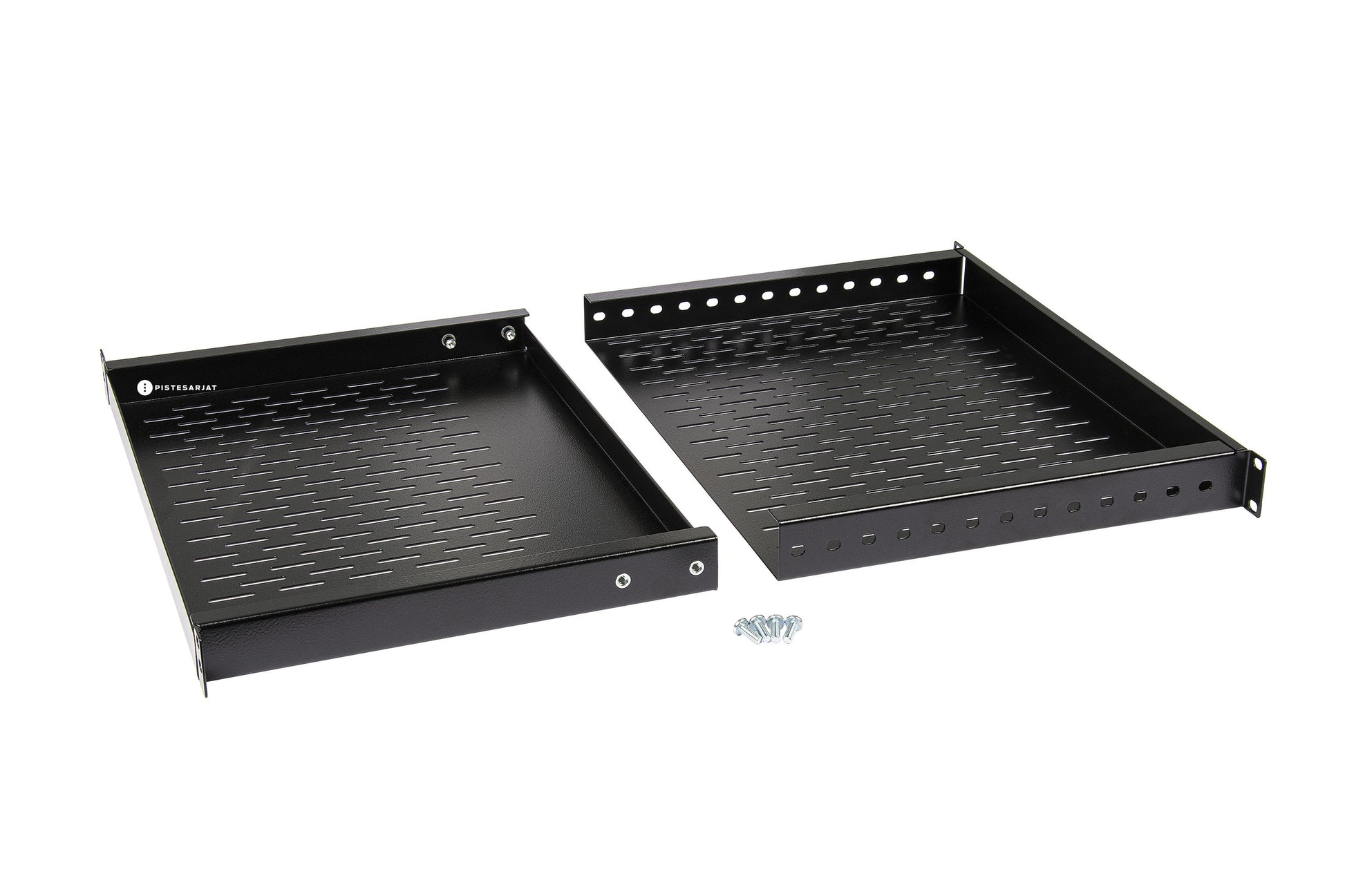 Hylly, musta 350-600mm, nelipiste 1U Säädettävä hylly 350-600mm,150kg Kuva - 1