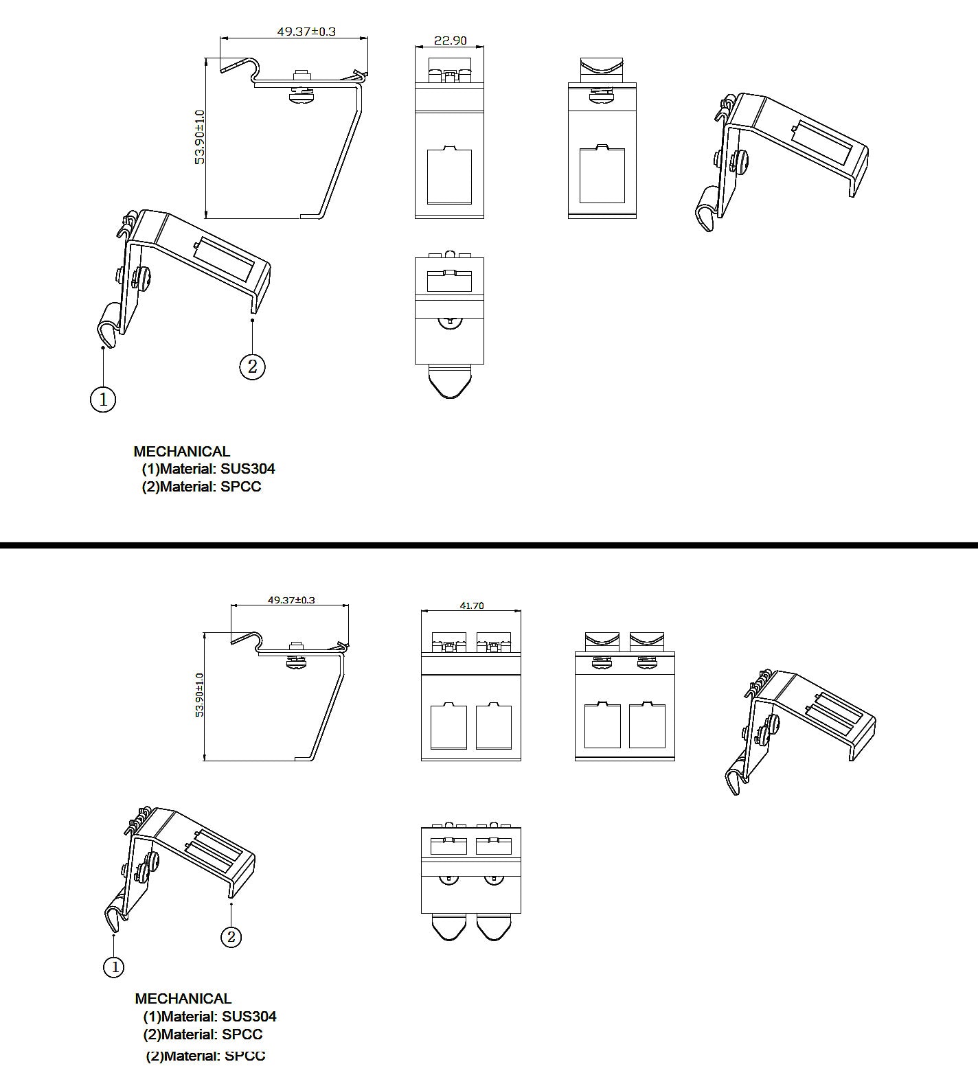 Kytkentäkotelot DIN-kiskoon 1 / 2 x Keystone Kuva - 2