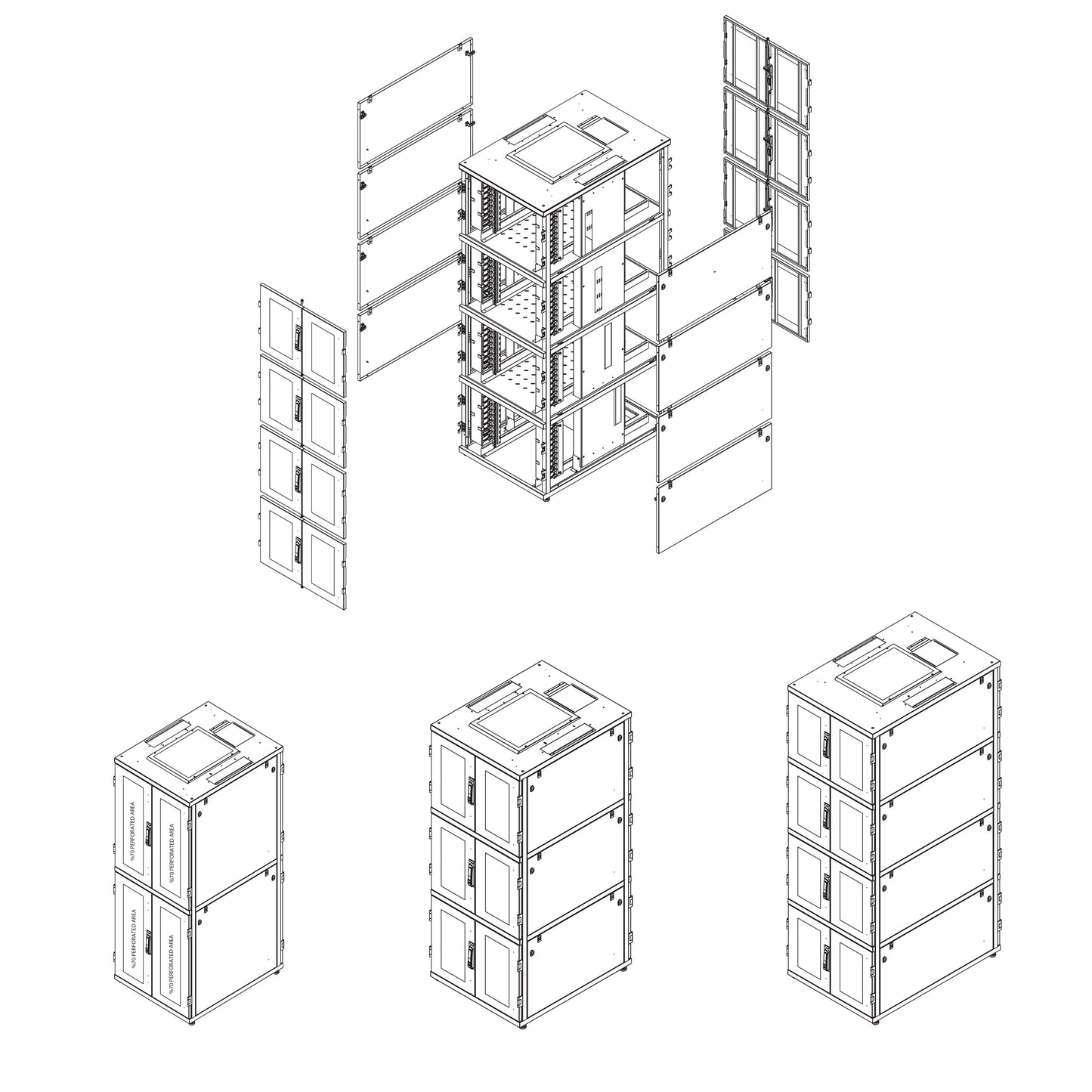 PST RACK Osastokaapit 2-4 osainen 42U Kuva - 5