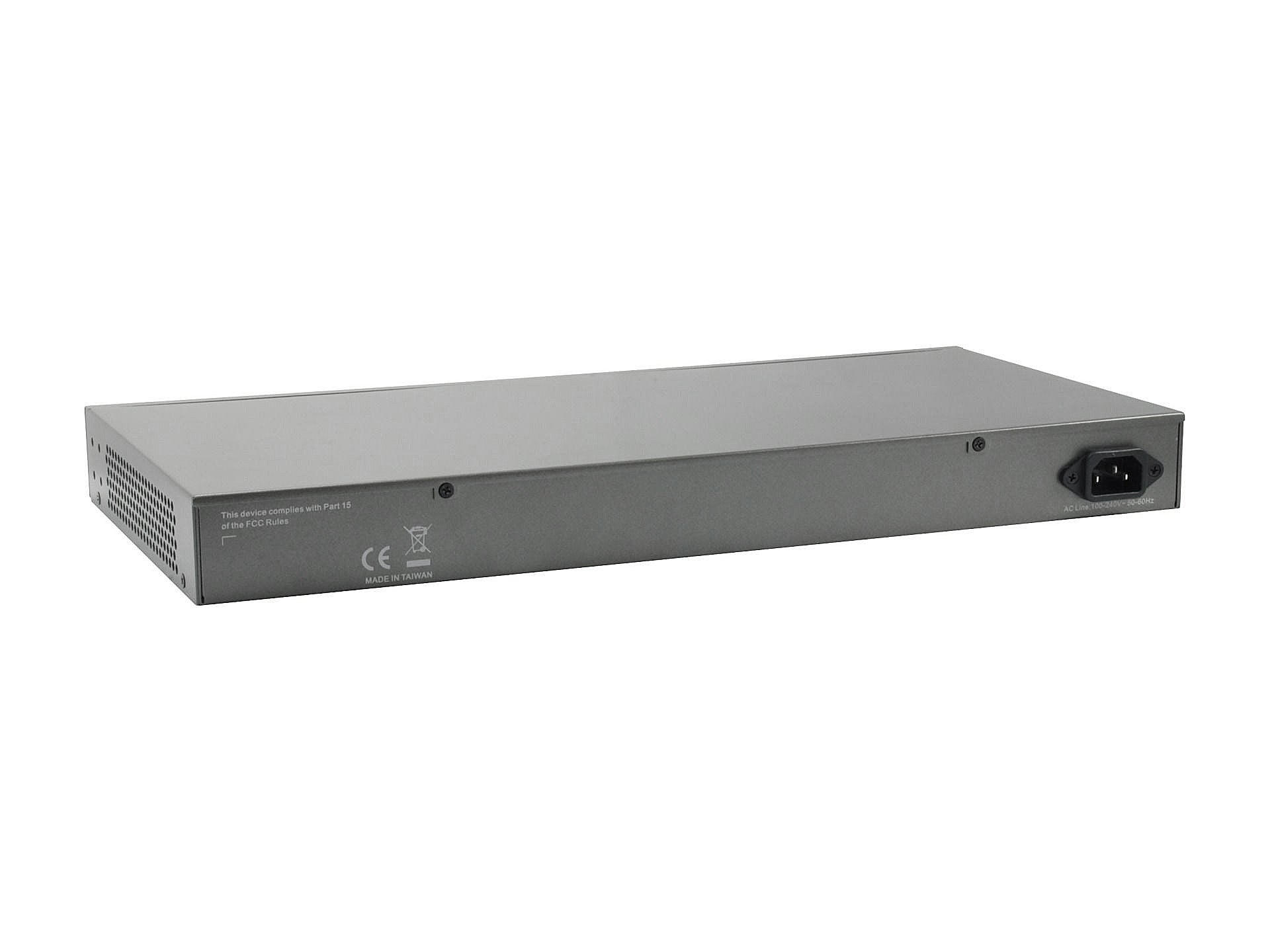 PoE Kytkin Gigabit 24P RJ45/2xSFP 370W 10/100/1000 Mbps 19" Kuva - 1