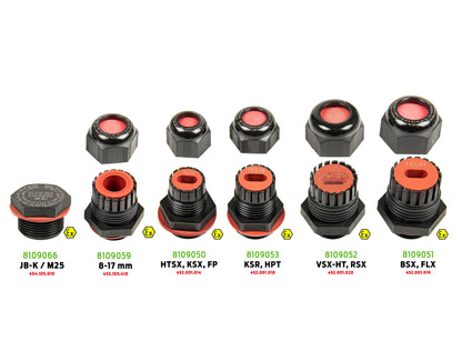 M25-läpivientiholkit ja sokeat tulpat