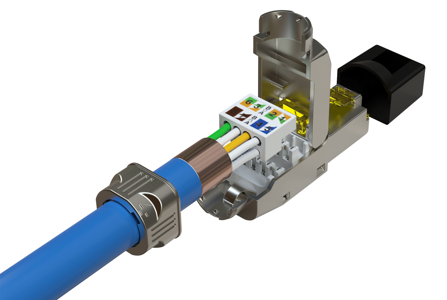 Liitin-Cat8.1 RJ45, urosliitin Cat.8.1 RJ45 field plug työkaluton Kuva - 3