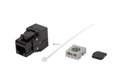 Liitin-Cat6 RJ45 UTP Keystone E-20081 Cat.6 UTP Työkaluton, musta 12kpl/pkt Kuva - 1