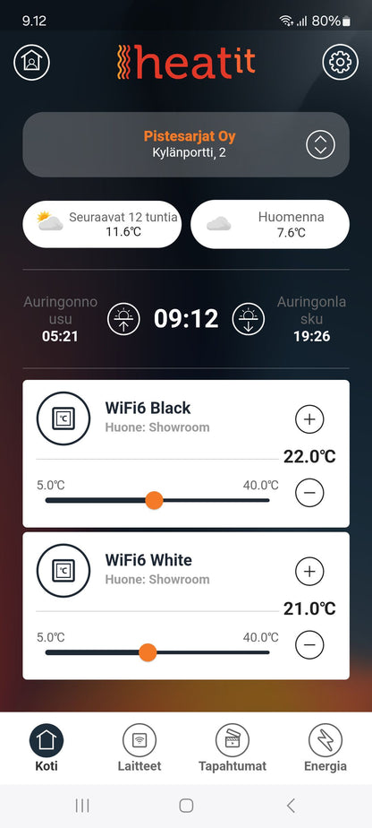 Älytermostaatti Heatit WiFi6 BLE 16A valkoinen / musta Kuva - 7