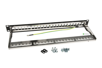 Paneeli-kupari STP, Keystone 24-aukkoinen, 1U, tyhjä, suojattu Kuva - 1
