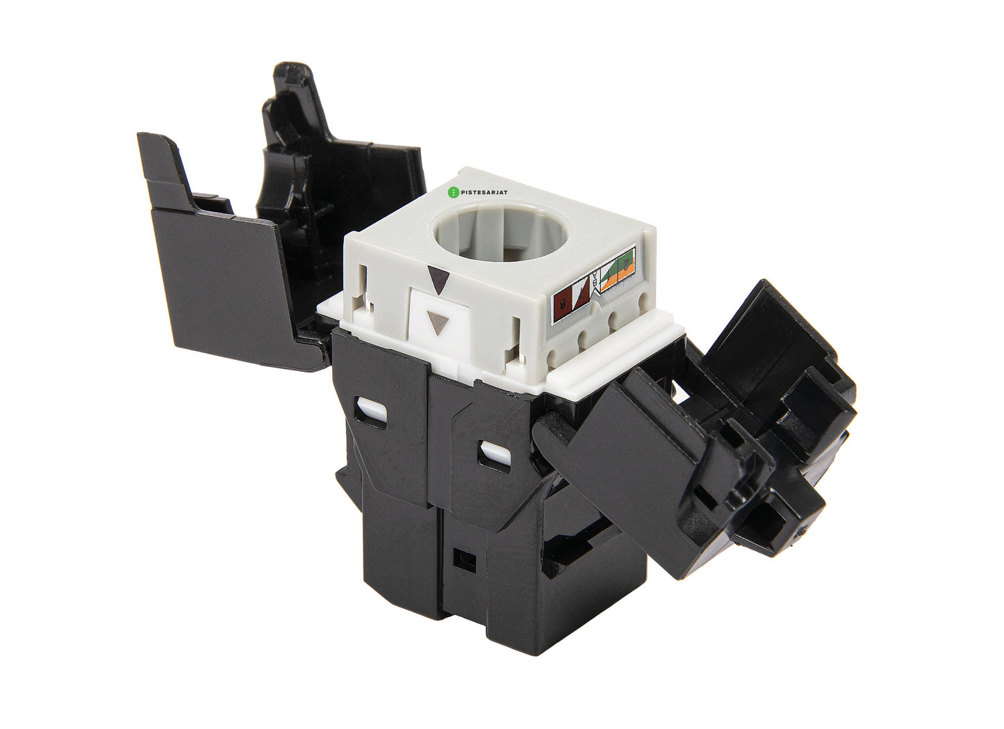 Liitin-Cat6 RJ45 UTP Keystone E-20081 Cat.6 UTP Työkaluton, musta 12kpl/pkt Kuva - 2