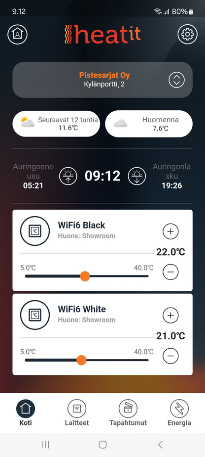 Älytermostaatti Heatit WiFi6 BLE 16A valkoinen / musta Kuva - 10